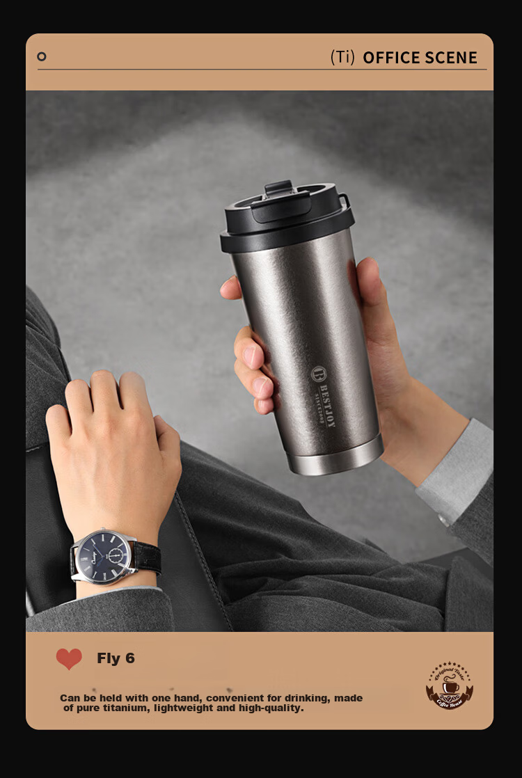 FUGURNG BESTJOY Pure Titanium Insulated Coffee Mug Gift for Holidays and Birthdays Men Portable Outdoor Car High-End Titanium Cup 17
