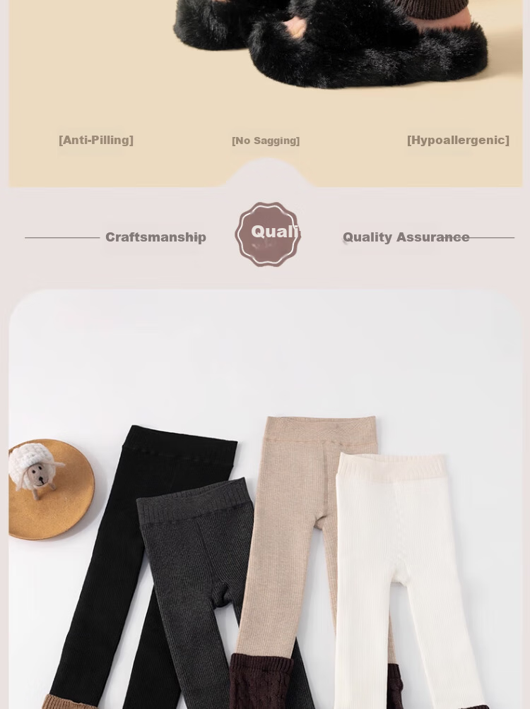 LangSha Girls' Fleece-Lined Thickened Autumn Winter Tights Layered Socks Children's Leggings Winter Baby Outdoor Long Pants 2