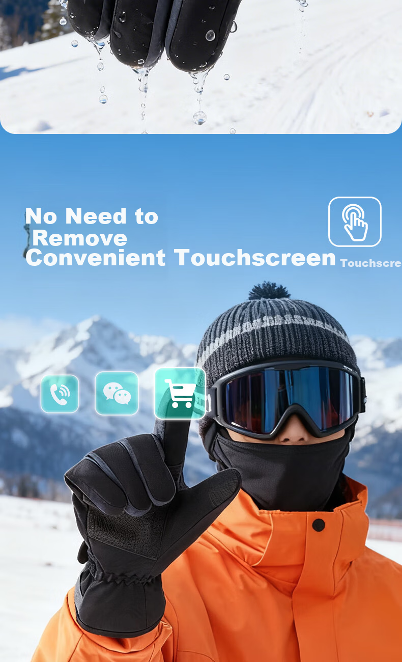 LI-NING Winter Cycling Gloves Men Women Windproof Waterproof Ski Warm Thick Fleece Mountain Climbing Gloves 7