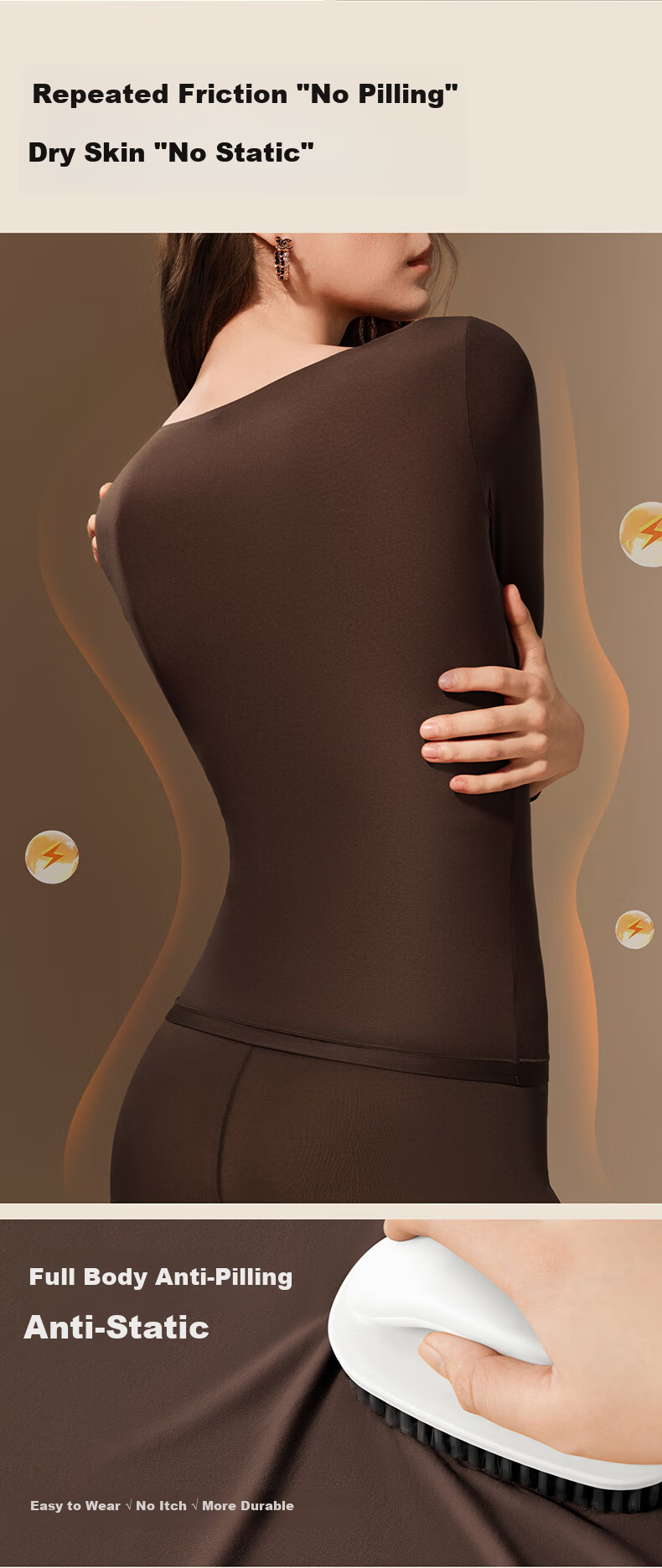 Herbal Original Sun Yi Style Lightweight Warm Women's Thermal Underwear Autumn Winter Skin-Friendly Camellia Fragrance 10A Antibacterial Anti-Pilling Thermal Set 5