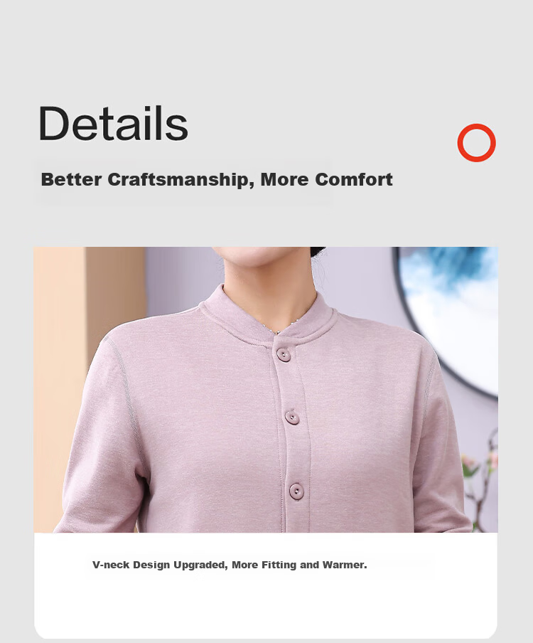 LangSha Middle-aged and Elderly Men's Thermal Underwear Cardigan Plus Size Wool and Silk Antibacterial Mite-resistant Thin Winter Set 23