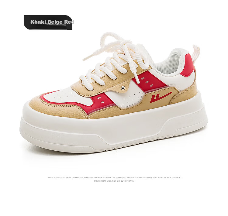 Warrior Official Women's Casual Shoes 2026 Spring New Versatile Height-Increasing Sneakers Beige 37(235mm) 20