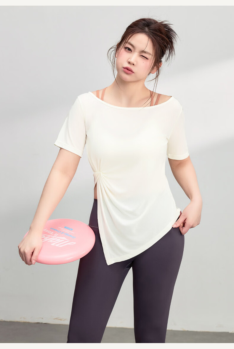 Langsha Women's Sports Pullover Summer Quick-Dry Tencel T-Shirt Plus Size Yoga Fitness Short Sleeve Sportswear 11