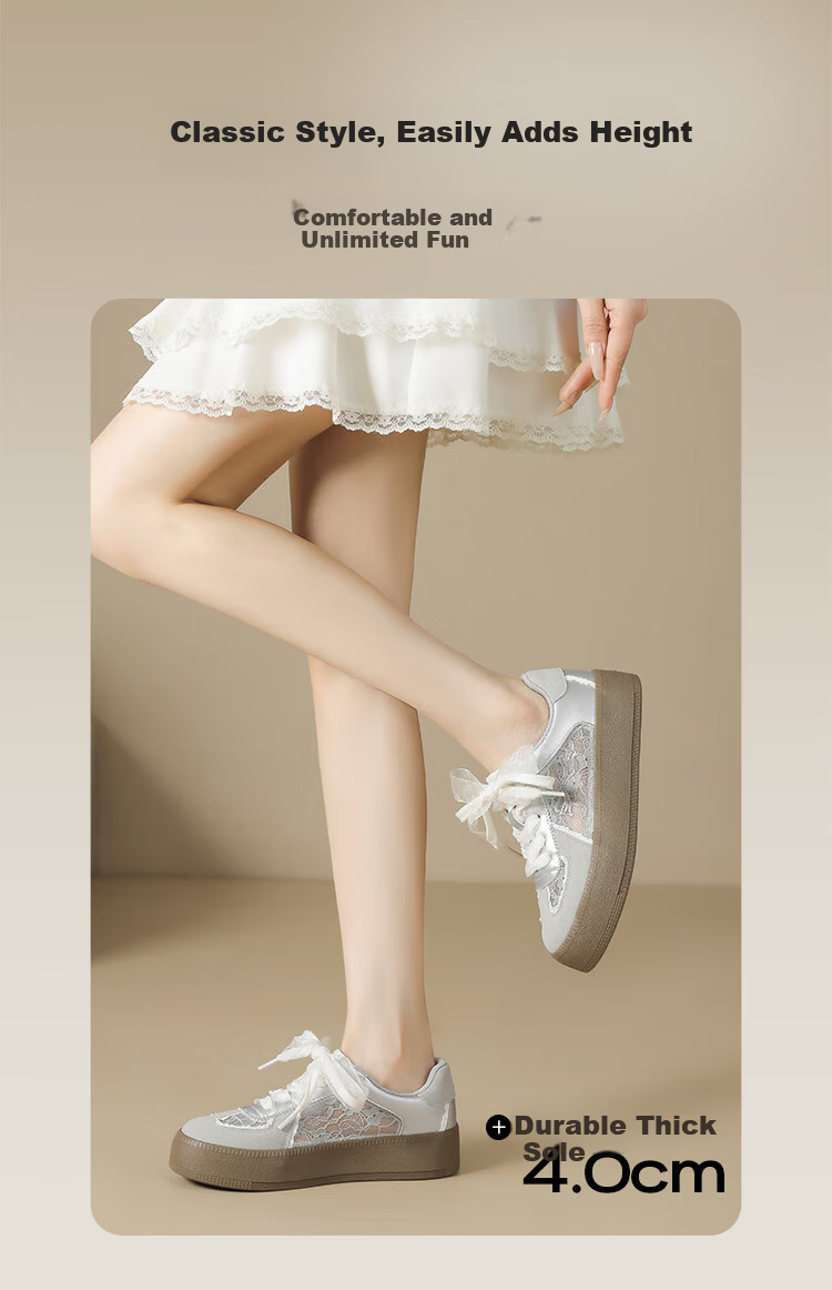 ZHR Women's Training Shoes 2026 New Summer Lace Mesh Breathable Platform Sneakers KS78E Beige Size 40 3