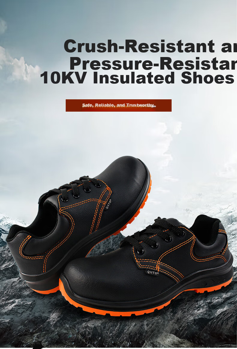 Qutong Labor Protection Insulated Electrician Shoes 10kV Special National Grid Breathable Cowhide Anti-smash Size 43 Black 1