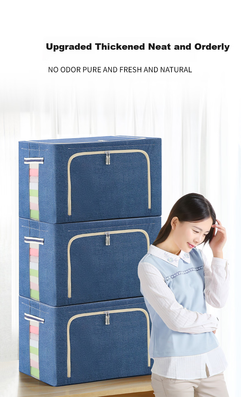 Jiabangshu Large Capacity Foldable Fabric Clothes Storage Box 45L Organizer for Wardrobe and Bedding 6