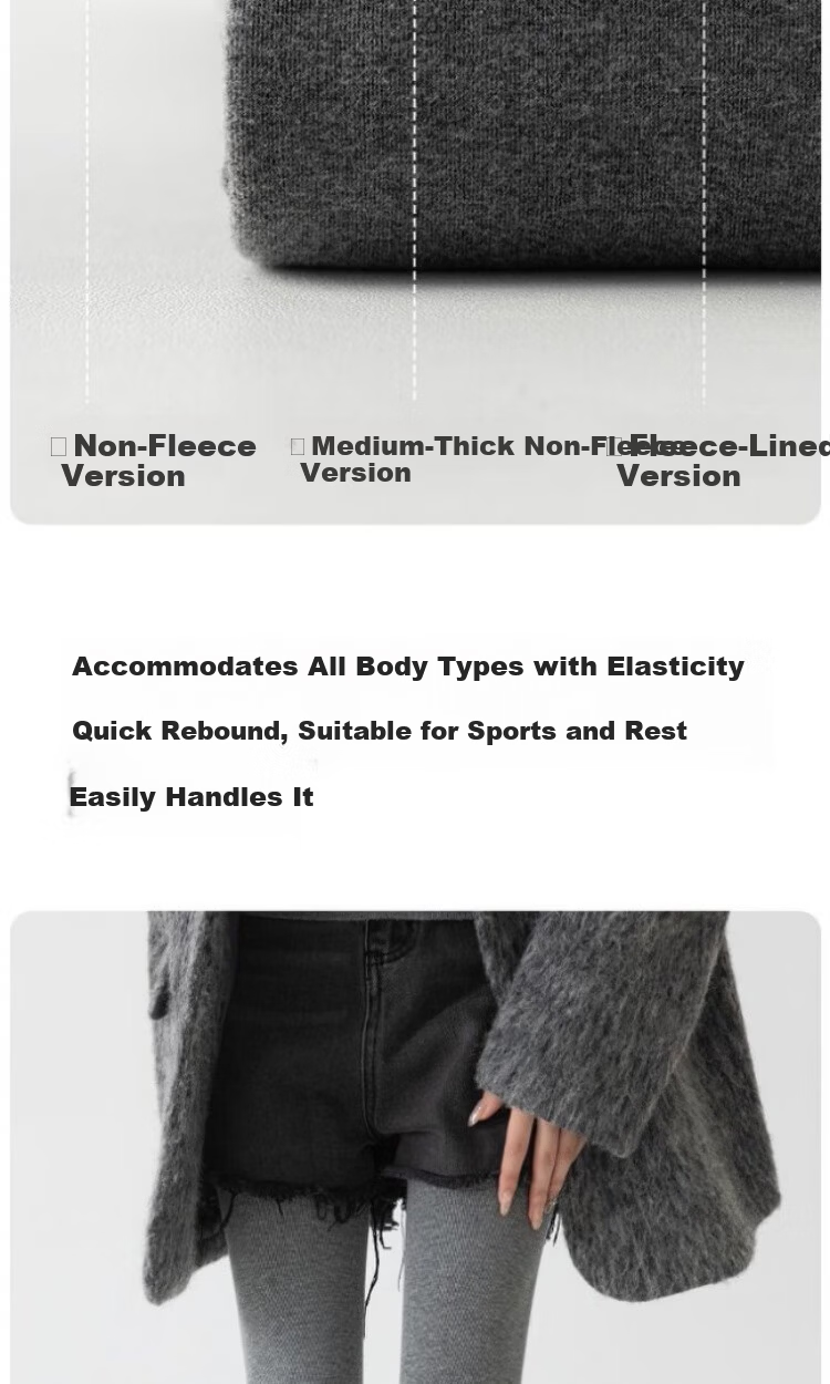 GUJIN Women's Autumn Winter Leggings Black Vertical Striped Fleece Lined Slimming Warm Tights Gray 5