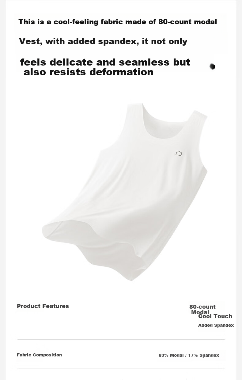 Bananain Sisi 508S Men's Modal Stretch Fit Vest Ice Silk Cooling Sleeveless Base Shirt Summer Pajamas Homewear 2
