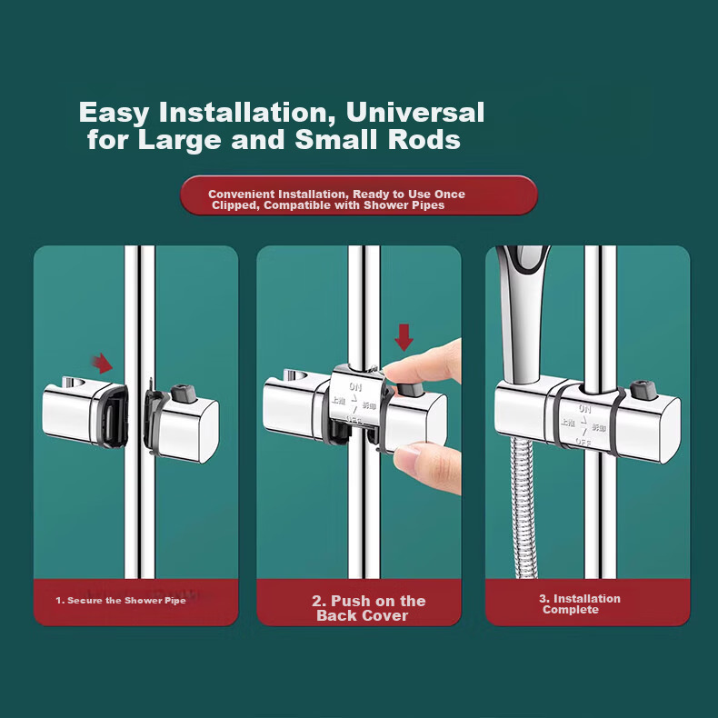 WUZORY [Germany] Pressurized Shower Head Holder, No-Drill Clip Fixed Sliding Bracket W121 2