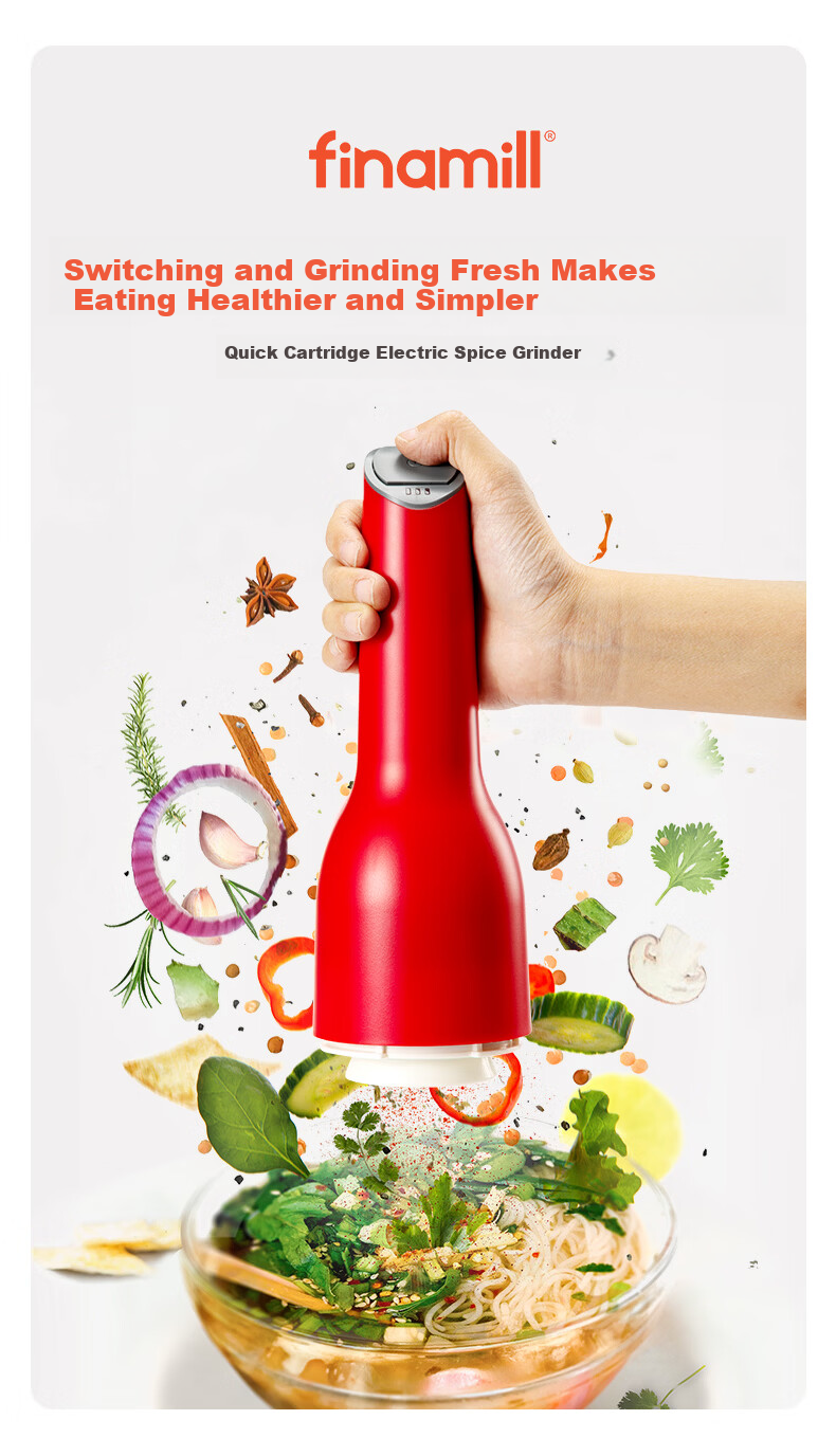 FINAMILL Lin Chef Electric Grinder Sesame Flaxseed Chia Seed Sea Salt Grinder Spice BBQ Essential Rechargeable Green 4