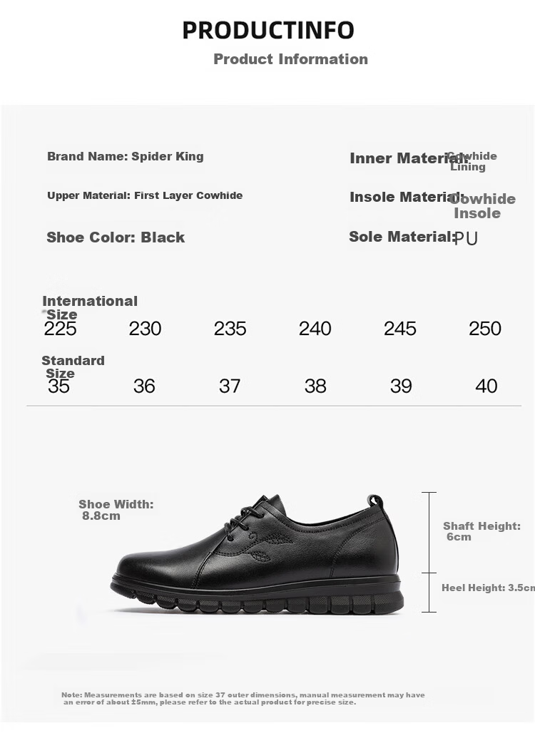 SPIDER KING Women's Shoes, Lightweight And Comfortable Mom Shoes, Soft Sole And Upper, Versatile Middle-Aged And Elderly Leather Shoes for Women, Black, Size 41 8