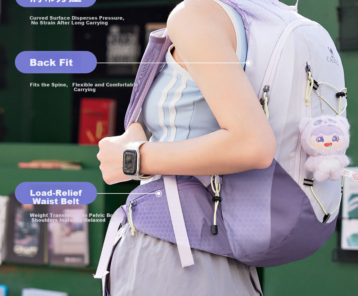 CAMEL Purple Vest Lightweight Travel Backpack Outdoor Hiking Cycling Mountaineering Bag 575C628004A 17