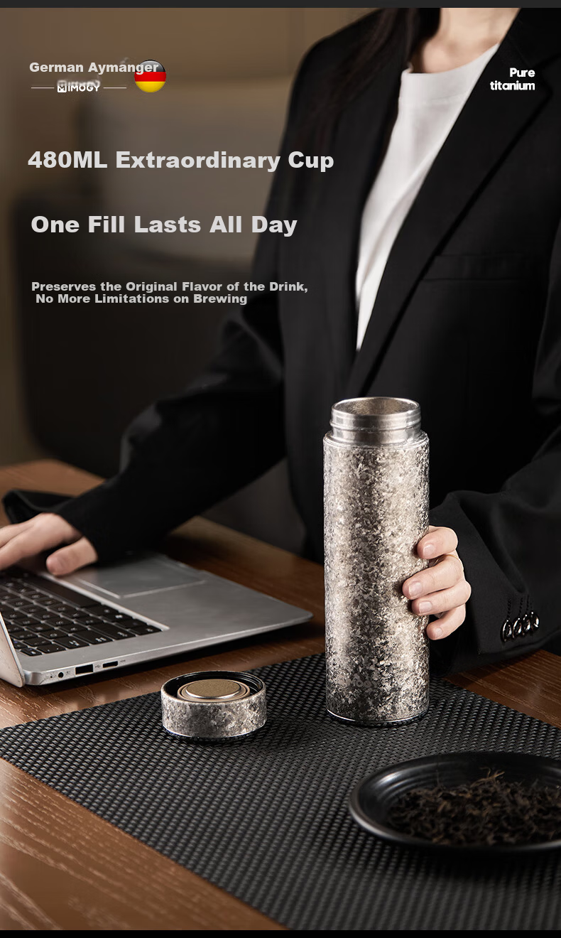 IMOGY Pure Titanium Insulated Double-Layer Tea Separation Cup High-Value Business Portable Car Water Bottle 6