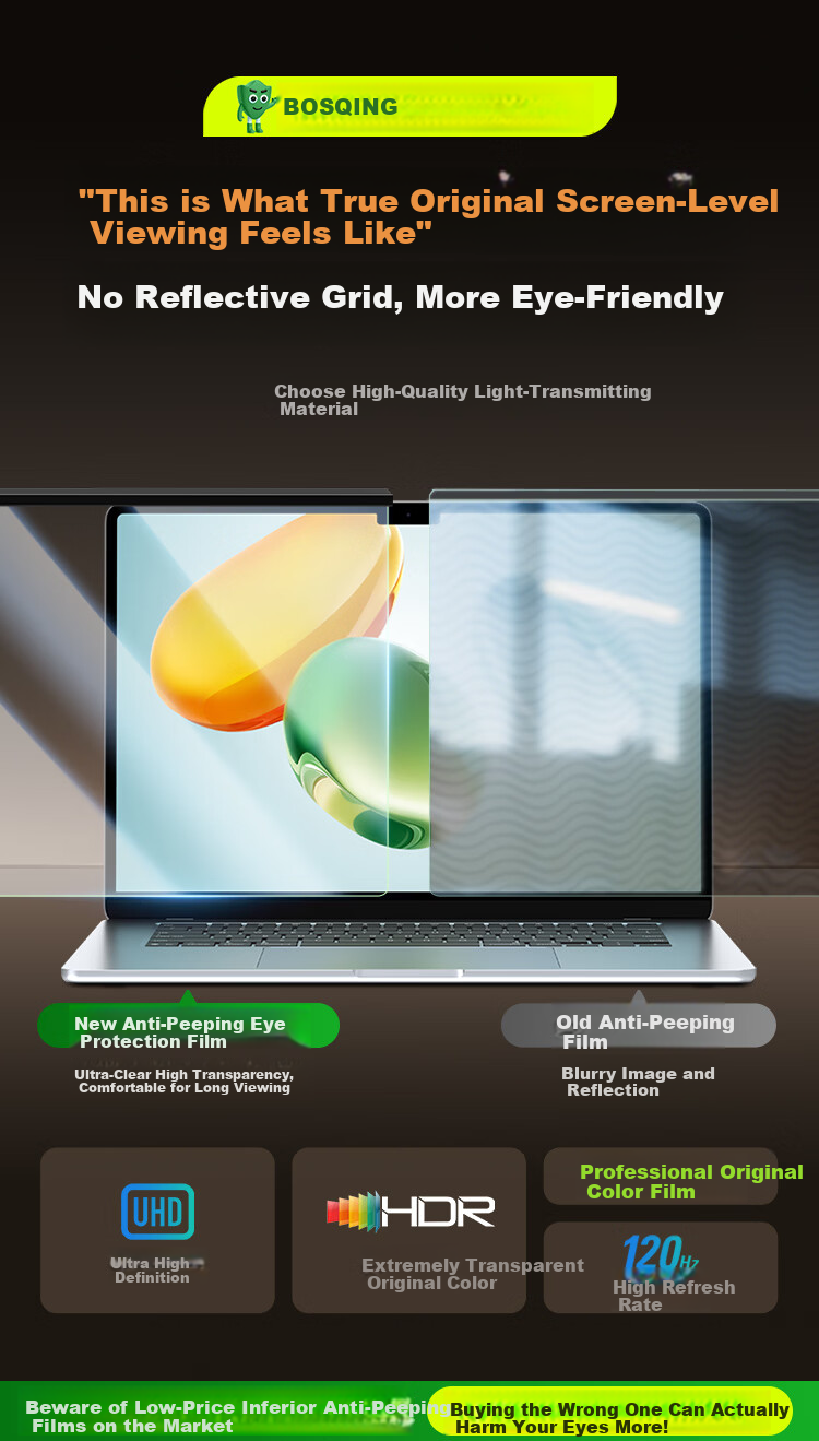 BOSQING Ophthalmology Center Certified Computer Privacy Screen Anti-Blue Light Eye Protection Film for Desktop Monitor 21.5 Inch Radiation Shield Hanging Panel 5