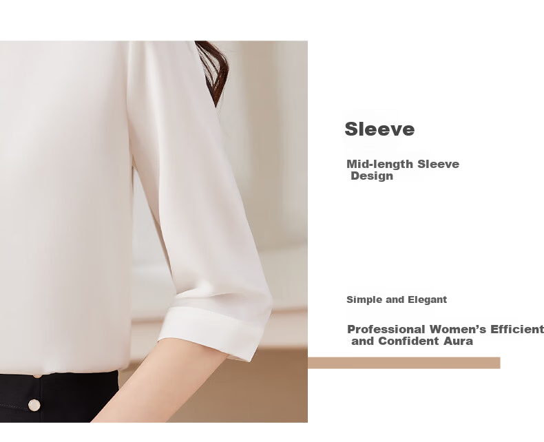 Jeanswest Women's Short Sleeve Shirt Summer Slim Fit Solid Color Professional Formal Collar White M 6