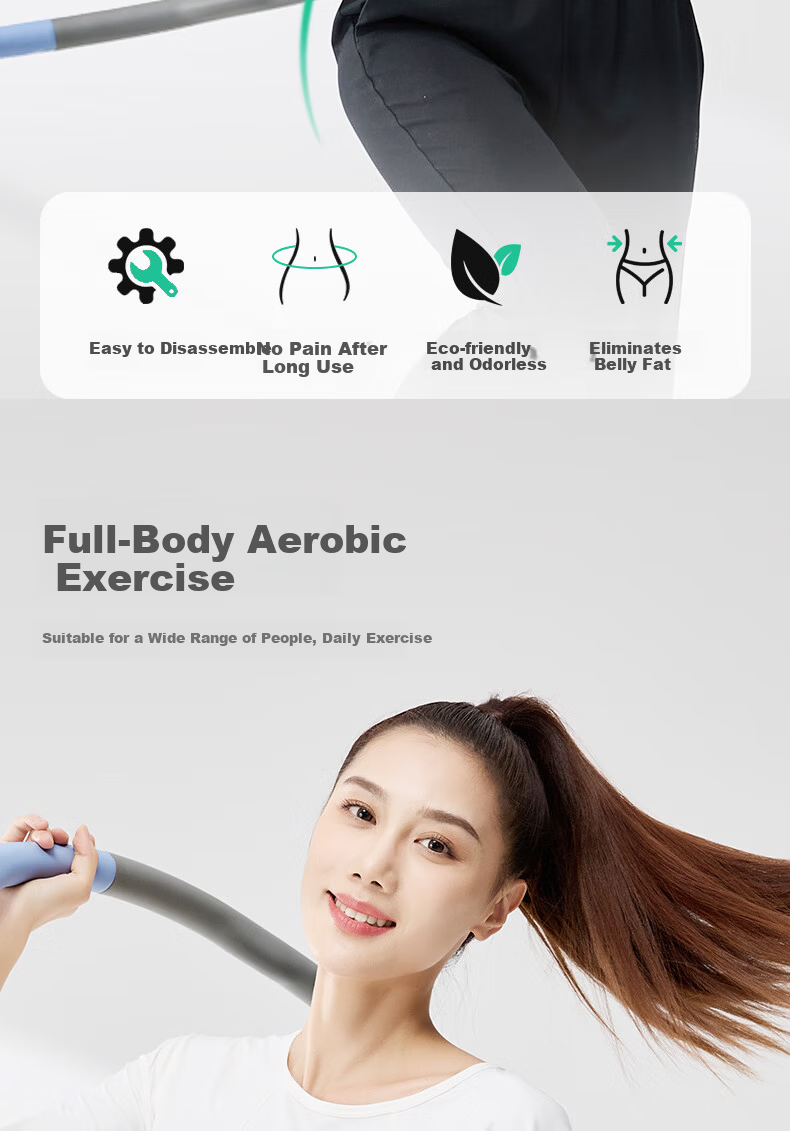 361° Detachable Hula Hoop Home Fitness Shaping Hip Lift Abdomen Toning Aerobic Exercise Tool Pink Gray 2