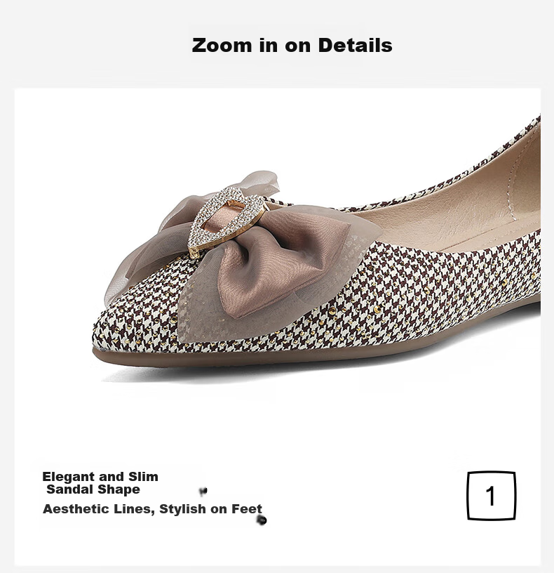 HLA Women's Single Shoes, Pointed Toe, Chanel-Style Slip-Ons, Comfortable, Champagne Color, Versatile Women's Shoes, HDADXW1CEN192, Champagne Color, Size 38 10