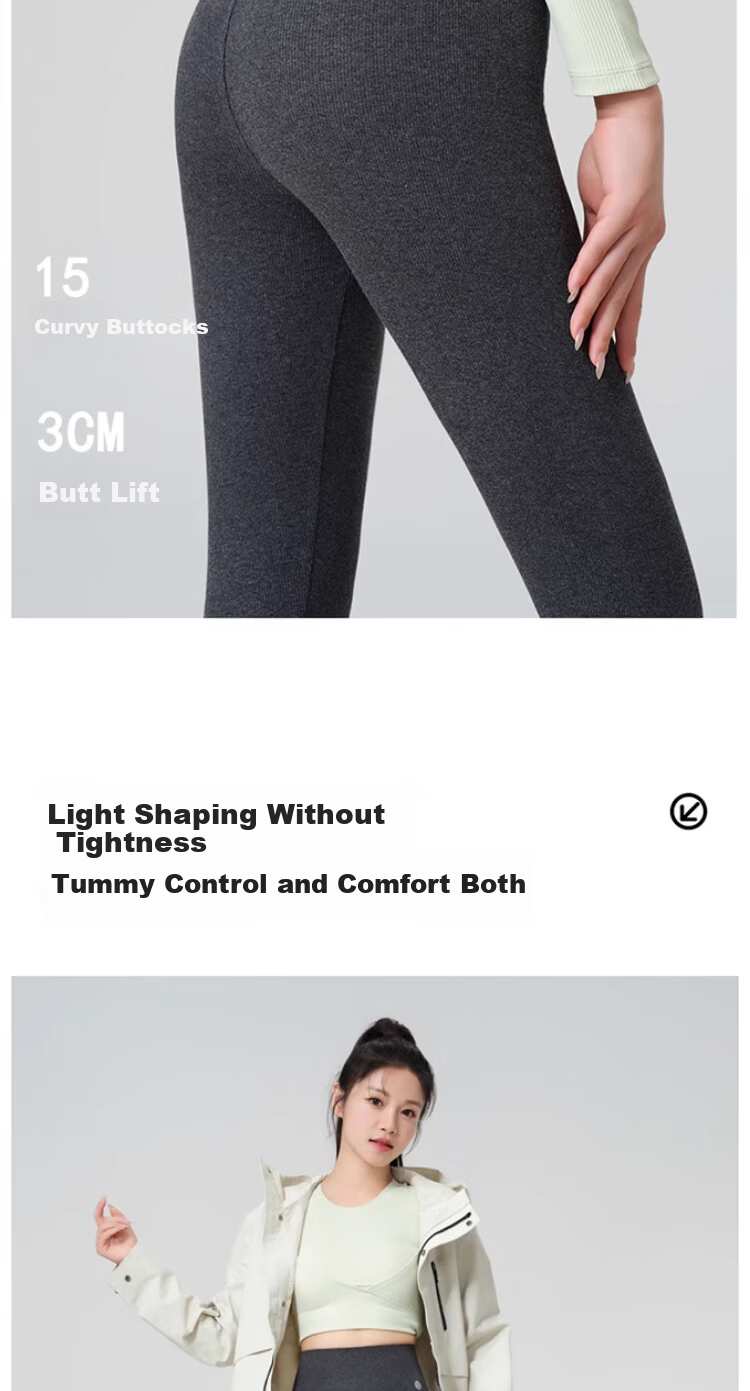 GUJIN Women's Wool Cotton Thermal Pants, Fleece-Lined Thickened High-Waist Slimming Leggings, Autumn Winter Warm Cotton Trousers 11