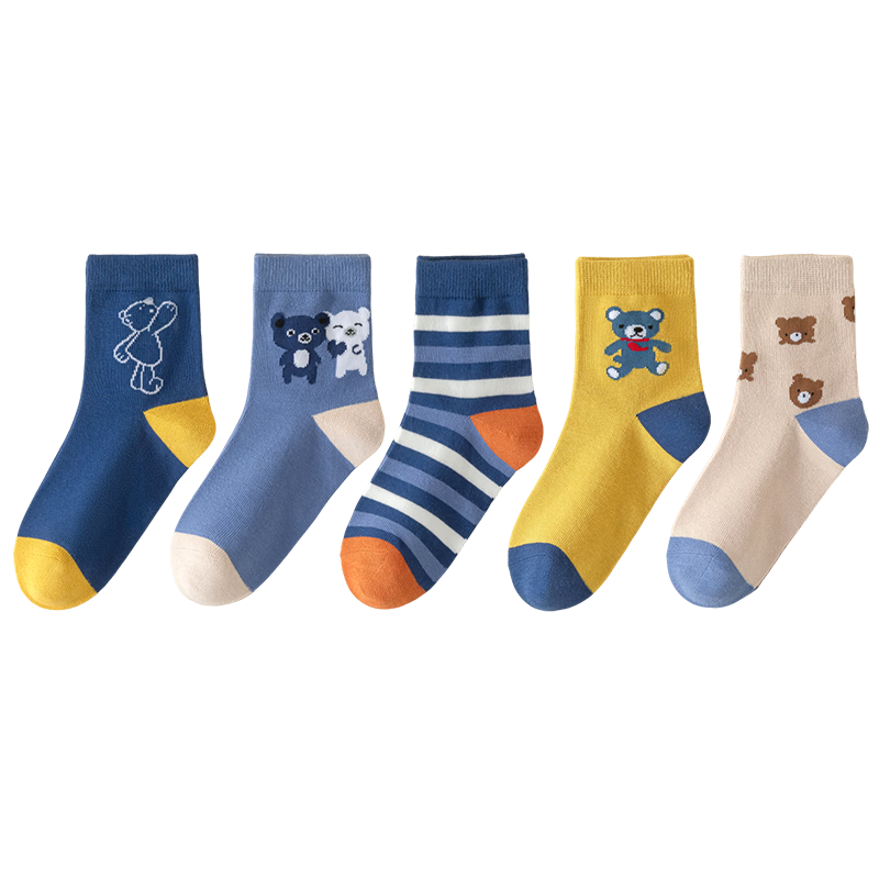 MiiOW Children's Socks for Boys [Soft Cotton + Anti-Pilling] Odor-Resistant Mid-Calf Casual Socks for Baby Boys