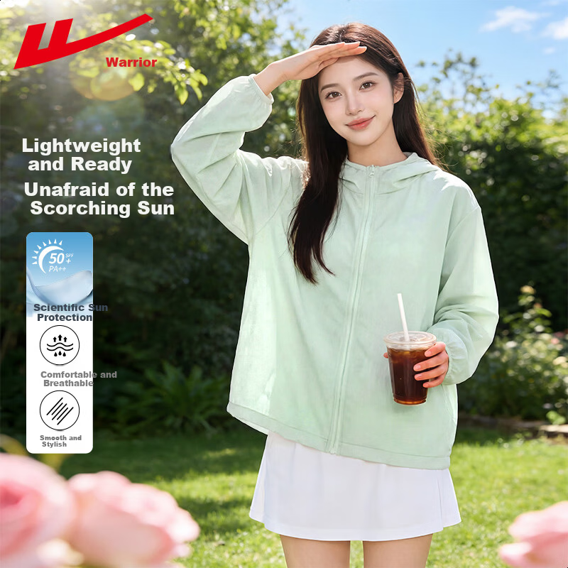 Warrior Women's Summer 2026 New Woven Yarn Sun Protection Jacket Lightweight Breathable Loose UV Protection Coat
