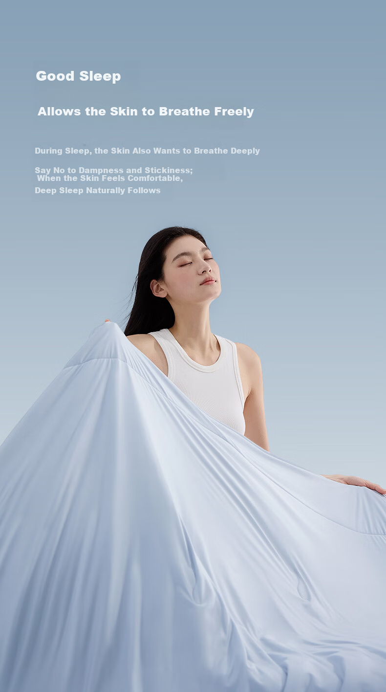 Luolai Home Textiles Cooling Silk Quilt Class A Antibacterial 100% Silk Air-Conditioning Quilt Washable 200*230 Blue 7