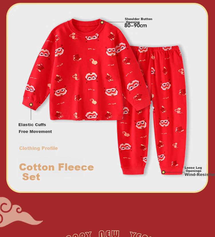 Badibadi Baby and Toddler Sleepwear Set Boys and Girls Autumn Clothes Homewear Wish Come True Red Size 120 9