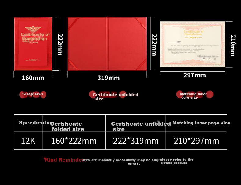 Elifo 10-Pack 12K Certificate Covers for Graduation, Completion, and Training with 20 Inner Sheets 3
