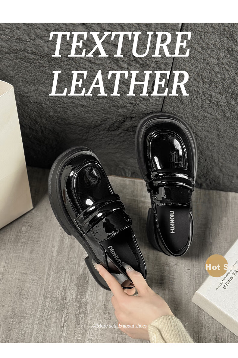 Global Lefu Women's Black Versatile Leather Shoes British Style Mary Jane Flats 12