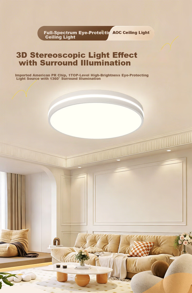 AOC Ceiling Light Bedroom Lamp Pure Eye Protection LED Four-Way Auxiliary Light Children's Study Room Lamp Smart 40cm with Installation Included 2