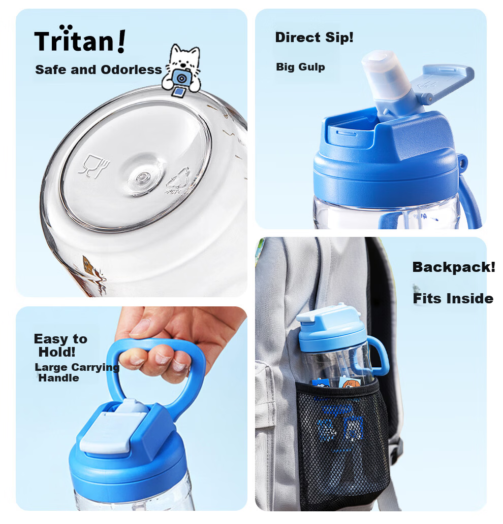 Lock&Lock Kids Water Bottle 6-12 Years Summer Straw Cup Student School Portable Tritan Bottle 2