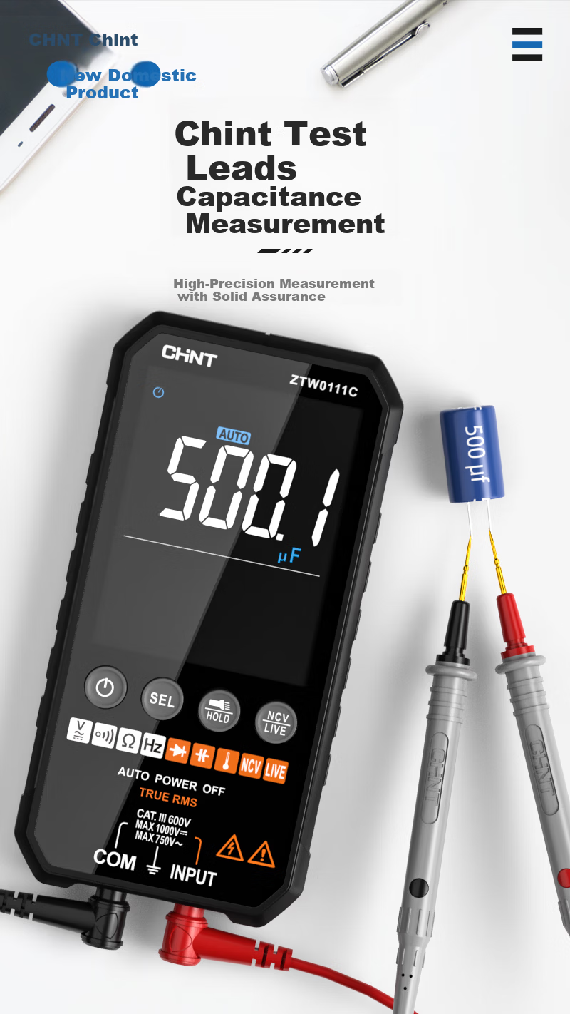 CHNT Universal Multimeter Test Leads 20A High Precision Silicone Test Wires with Extra Fine Tips Frost Resistant Durable 3
