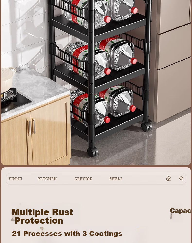 Shunyou Kitchen Gap Storage Rack Floor-Standing Multi-Layer Household Microwave Oven Storage Pot Rack Four Layers SY-1318 15