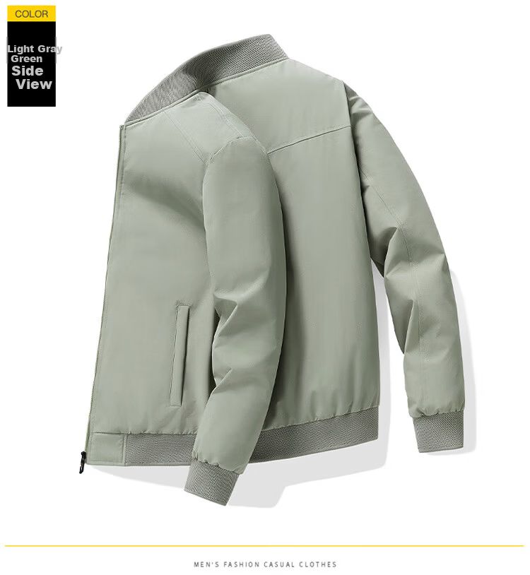 Pierre Cardin Lightweight Down Jacket Men Autumn Winter Trendy Baseball Collar Coat Men's Warm Jacket Light Gray Green 3XL 6