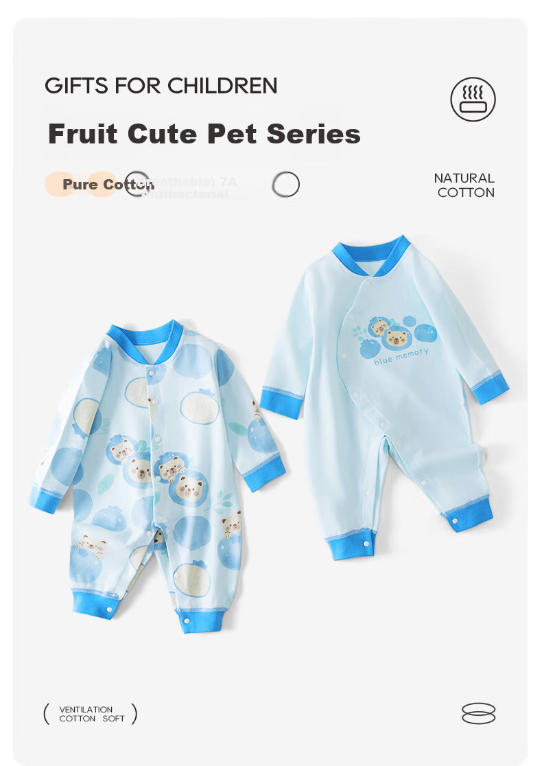 Shubeiyi 2-Piece Set Baby Clothes, Newborn Onesie for Boys And Girls, Full Moon Romper, Spring And Autumn First Birthday Crawling Suit, 80cm 1