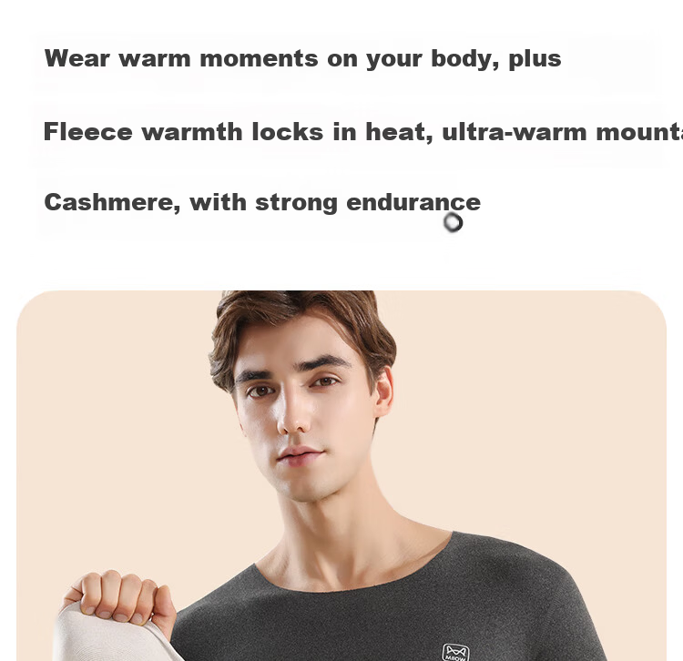 MiiOW Cashmere Men's Thermal Underwear, 10A Antibacterial Seamless Heat-Generating Autumn Top And Pants Set for Men, New Style 2026 16