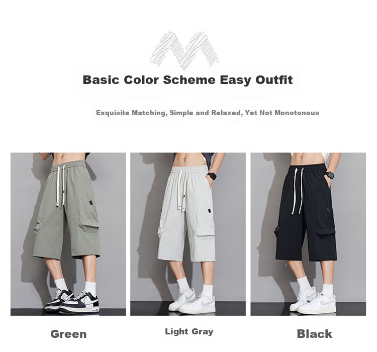 MARK FAIRWHALE Men's Summer Loose Lightweight Seven-Point Shorts Large Size Stretch Casual Quick-Dry Work Pants 3