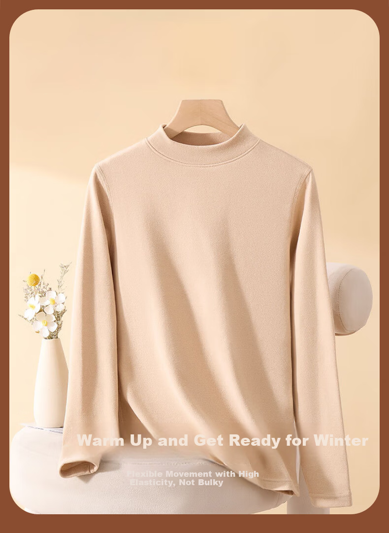 LangSha Mid-Neck Wool and Silk Thermal Underwear for Women 26 Autumn Winter New 7A Antibacterial Fleece-Lined Heating Top and Bottom Set 7