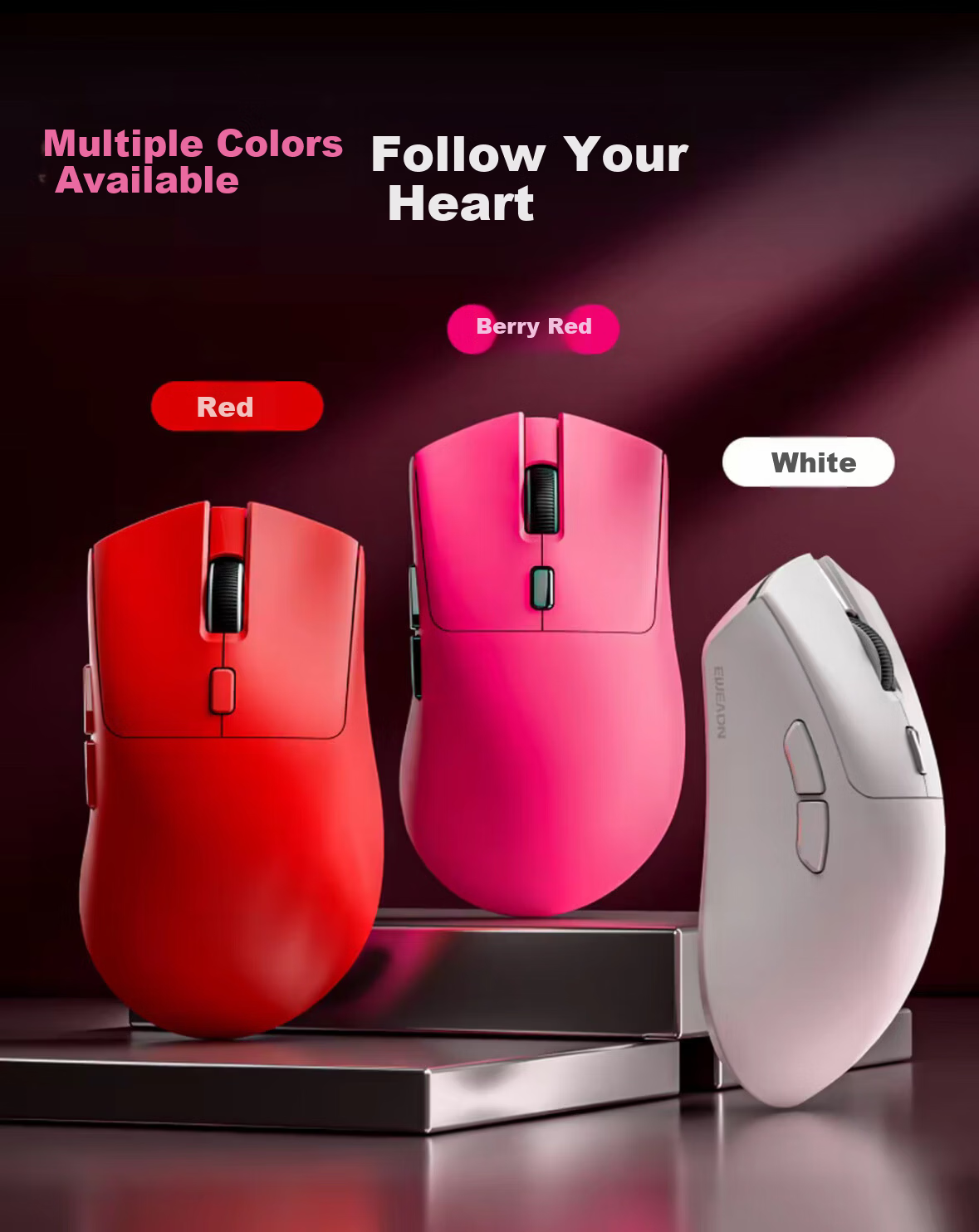 EWEADN E7 Pro Wireless Mouse Wired Bluetooth Tri-Mode Gaming Lightweight Low Latency Ergonomic for Small to Medium Hands Laptop Tablet Desktop Office Peripheral 9