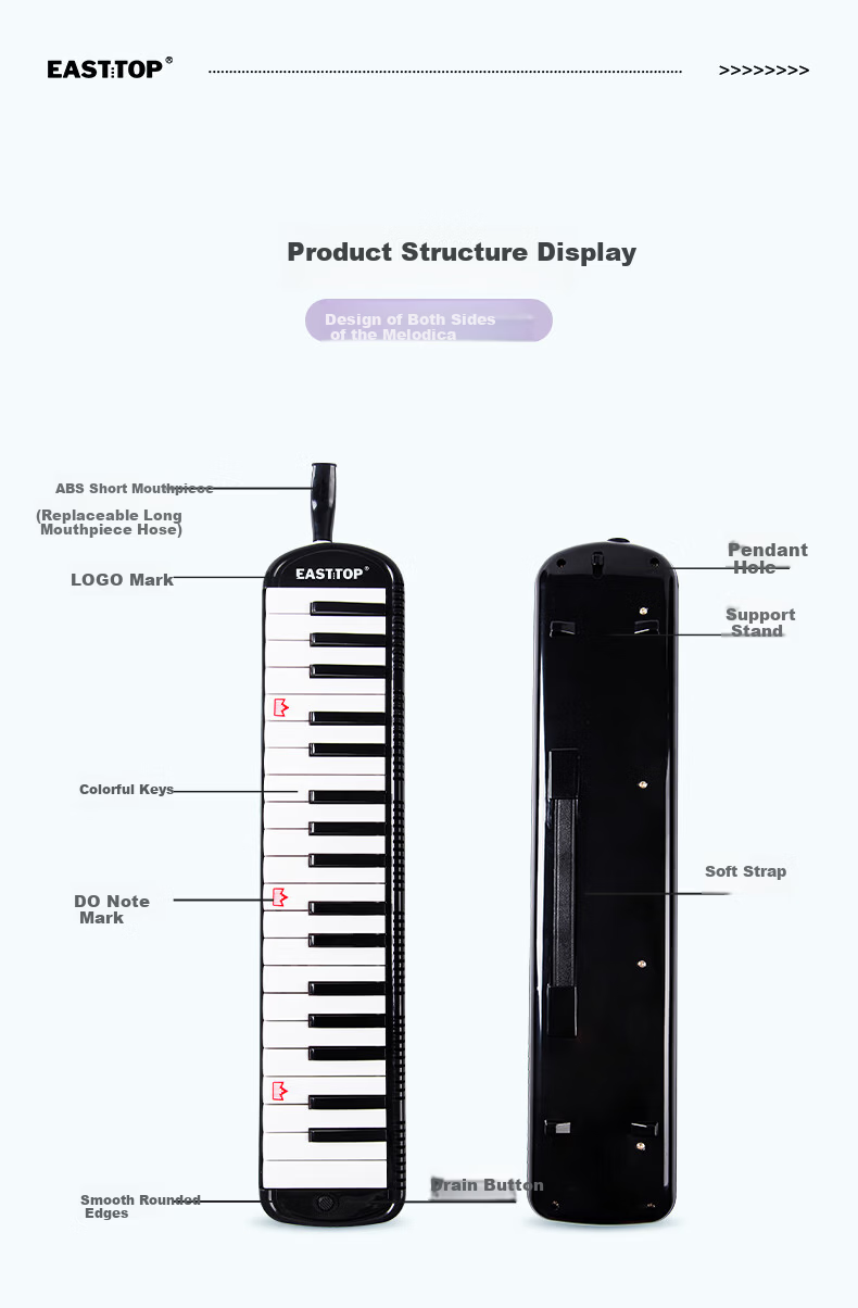 EAST TOP 32-Key Melodica T32 for Children Beginners, Elementary School Students' Introduction to Classroom Performance, Wind Instrument, Black 7