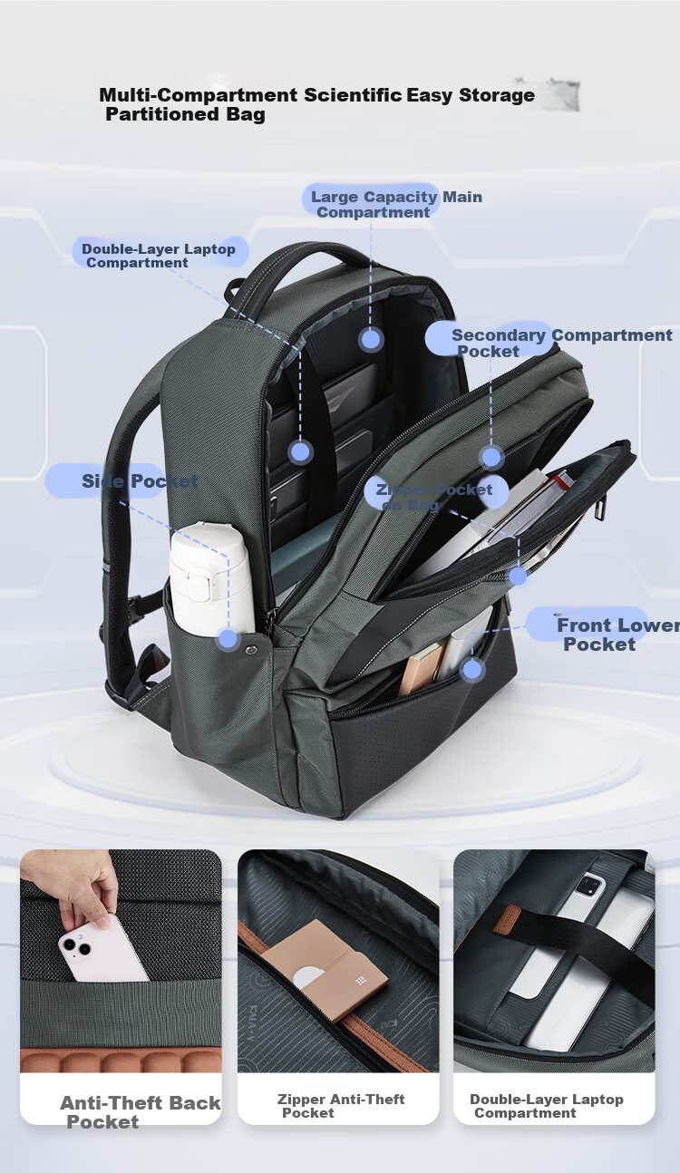 KALA·Y Qilin Business Laptop Backpack Large CN5228 27L Piano Black 7