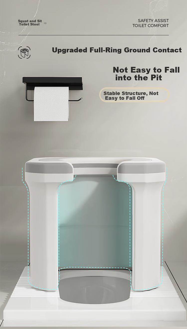 HOUYA Adult Toilet Seat Cushion Elevated Squat-to-Seat Commode Chair Portable Toilet for Elderly Home Use 6