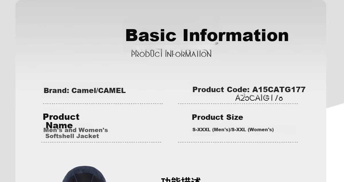 CAMEL Outdoor Softshell Jacket Women 2025 New Spring Autumn Fleece Windproof Hooded Warm Jacket Men G177 12