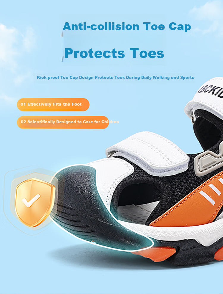 ABC KIDS Summer Kids Closed-Toe Sandals Boys and Girls Beach Shoes Large Children Sports Casual Shoes Dark Blue/Khaki Size 26 3