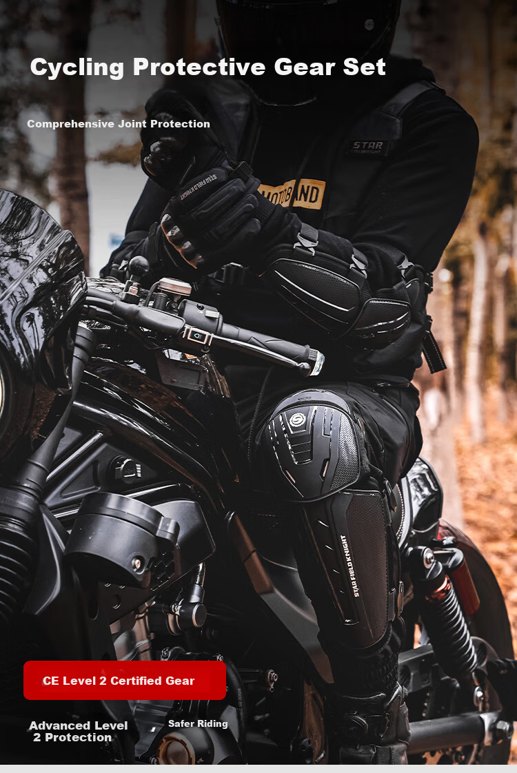 STAR FIELD KNIGHT Motorcycle Protective Gear Knee and Elbow Guards CE Level Four-Season Riding Four-Piece Set Motorbike Travel Anti-Fall Protection Equipment 1