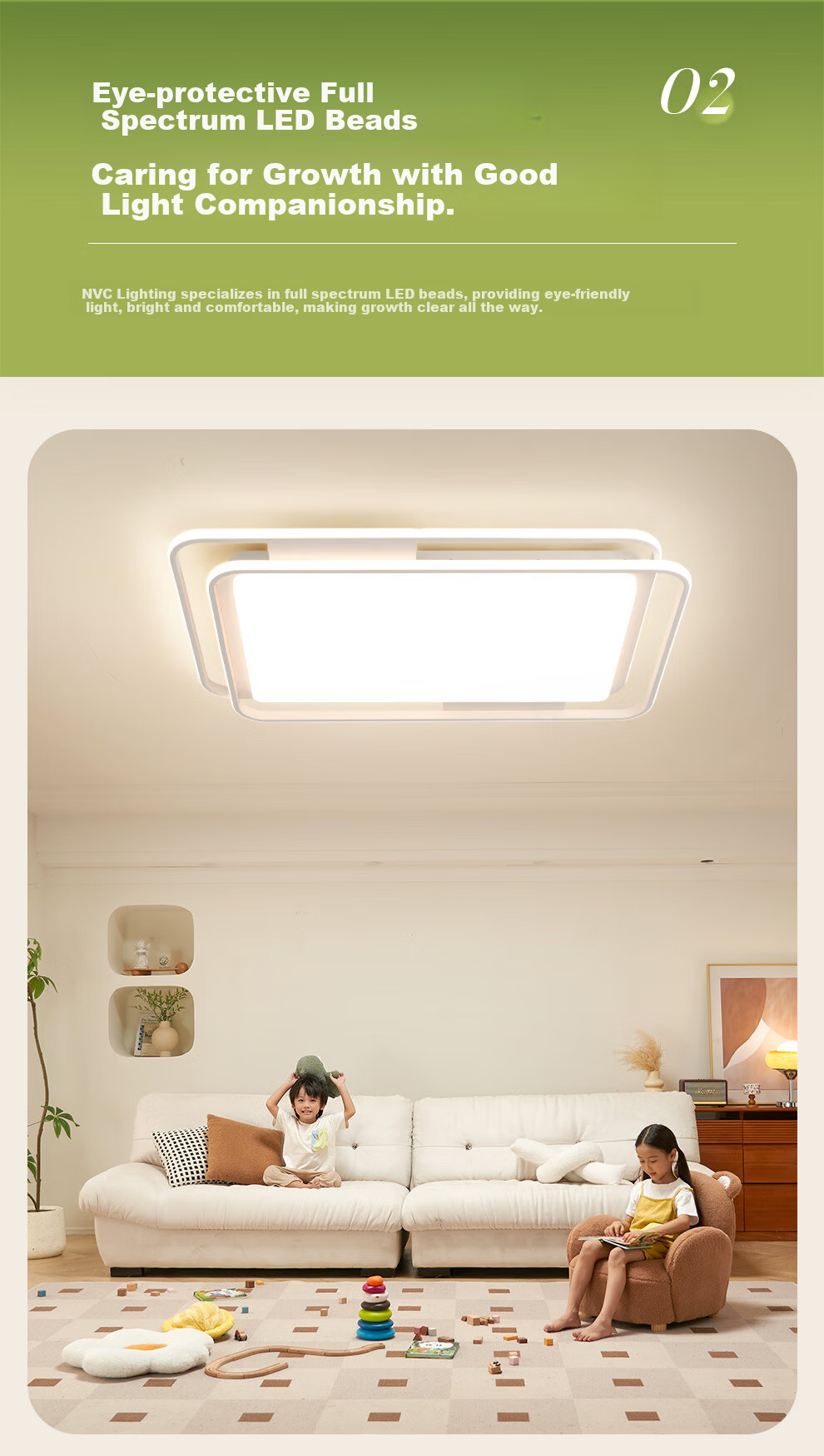 NVC Future Light Ceiling Lamp Living Room Main Light Full Spectrum Smart Eye Protection Lighting Bai Youran PRO with Installation Gift 5