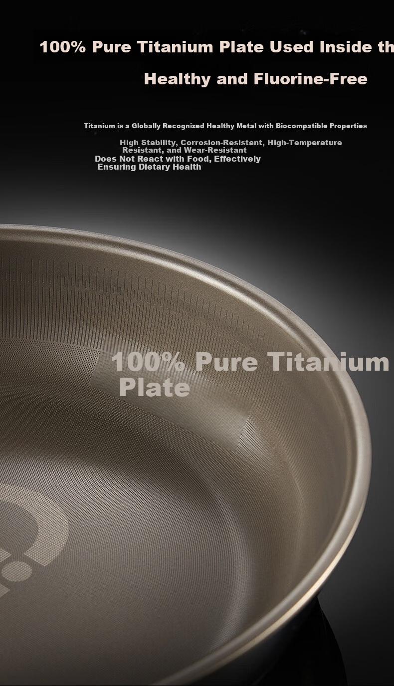 ASD 28cm Pure Titanium Non-Stick Frying Pan with Fluorine-Free Coating for Eggs, Steak, and Stir-Fry Compatible with Induction and Gas Stoves Z1 6