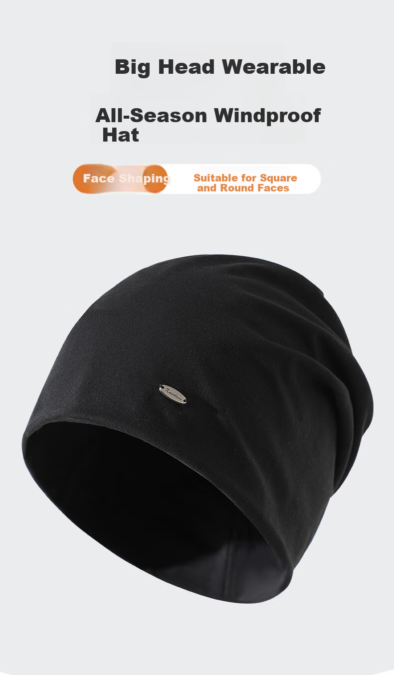 Qisefang Men's Beanie Cap Headwrap Sleep Cap Bald Cap Cold Weather Cap Air Conditioning Cap Warm Windproof Postpartum Cap Women's Slouchy Hat Black 1