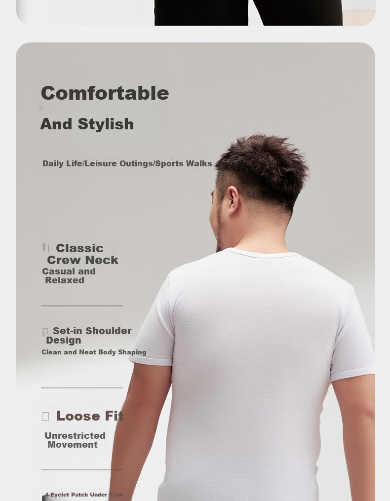 Yiershuang [Plus Size, 100% Cotton] 2-Pack Men's Base Layer Short Sleeve T-Shirts Odor-Resistant Sweatshirt Big Size 2