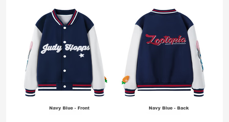 Disney Girls' Baseball Jacket New Autumn Stylish Children's Zootopia Kids' Navy Blue Coat Size 160 6