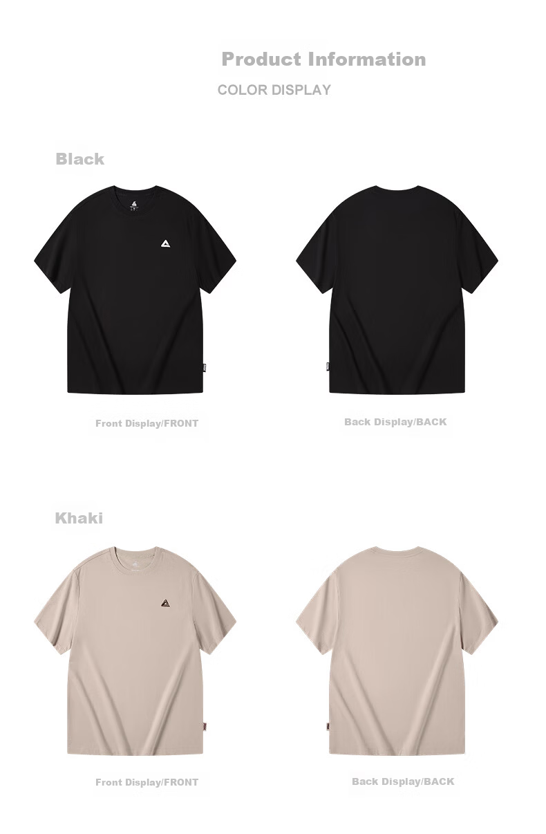 PEAK Men's Summer Short Sleeve Pure Cotton Casual Loose Breathable Outdoor Xinjiang Cotton Sports Base T-Shirt DF652430 53